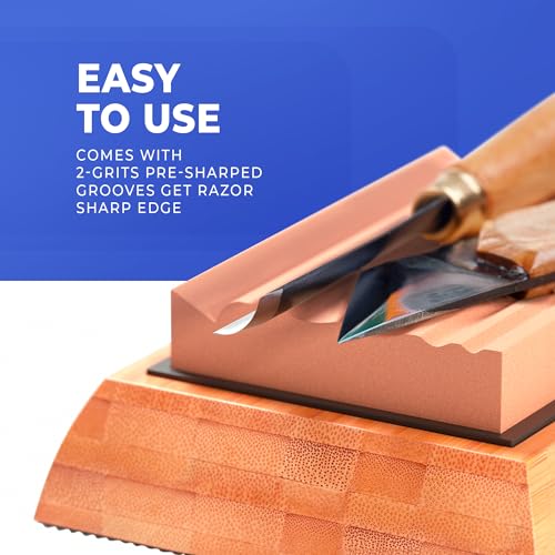 Sharp Pebble Grooved Sharpening Stones for Wood Carving Tools & Gouges