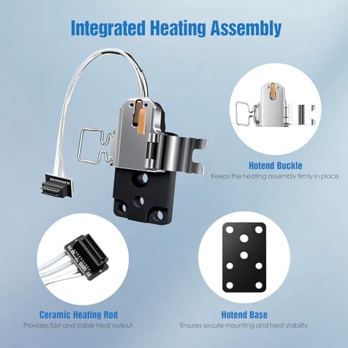 Heating Assembly Kit for Bambu Lab A1 / A1 Mini, Integrated Ceramic Heating Element with Heat-Resistant Hotend Base, Stable Heating Replacement – 3D Printer Accessories