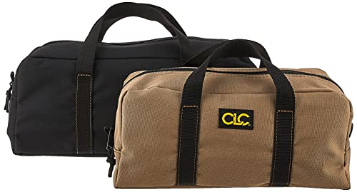 CLC Custom Leathercraft 1165 Large BigMouth Bag, 22 Pocket & CLC 1107 2 Pack Medium and Large Utility Tote Bag Combo,Black/Beige