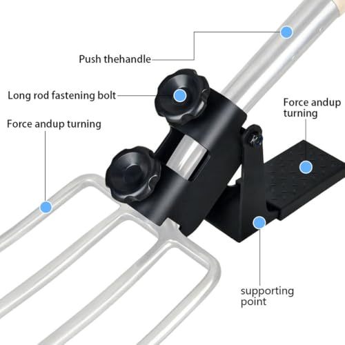 Spade and Fork Digging Assistor, Carbon Steel Soil Loosening Pedal Attachment, 1.77 in Clamp for Garden Fork or Shovel
