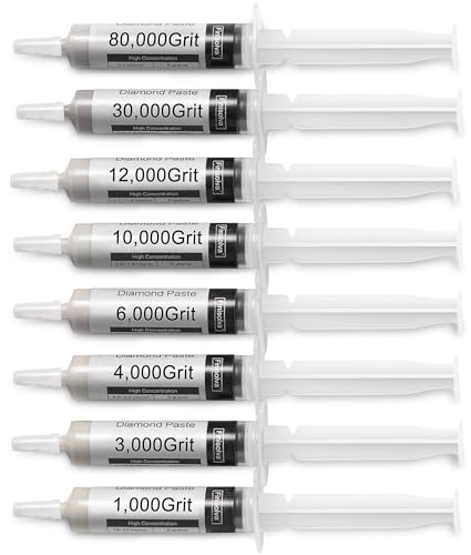 Diamond Polishing Compound Kit with 100PCS Wool Felt Buffing Wheel Set, 8 Pack 50% Diamond Paste 1,000 to 80,000 Grit with 1/8" Shank Rotary Tool Accessories for Metal, Glass, Jewelry, Watches, Resin