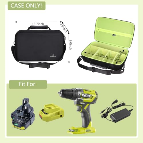 Tourmate Hard-Shell Protective Travel Carrying Case for Ryobi R18PDBL-0/R18PD5-0/RPD18BL2-0 ONE+ 18V Brushless Percussion Drill, Storage Box for Power Tools and Battery Chargers(Case Only)