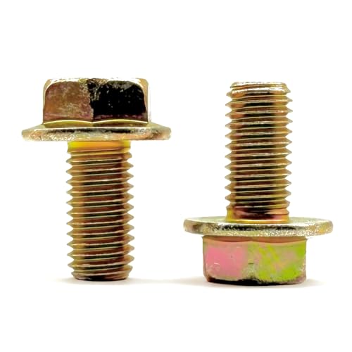 (40 Pieces) M10-1.5x20 Class 8.8 Hex Flange Bolts Screws UNC Coarse Full Threads Zinc Yellow 40
