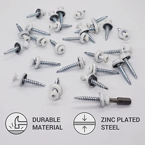 (Pack of 250) Metal Roofing Screws Torx 3/16" x 1-3/8" (4.8 x 35 mm) Painted Self-Drilling Screws with EPDM Washers, Tapping Screw, Pure White RAL 9010 3/16" x 1-3/8" (4.8 x 35 mm) Pure White (RAL 9010)