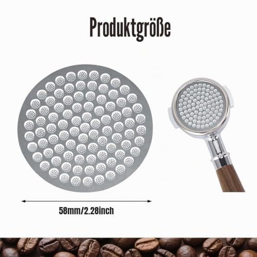Puck Sieve 58 mm Lower Shower Screen Metal Filter Reusable Stainless Steel for Portafilter Espresso Machine Compatible with 58 mm Strainer