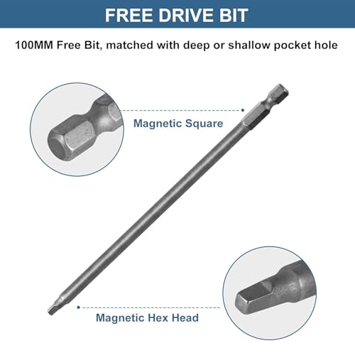SATANTECH Pocket Hole Screws Assortment Kit, 390Pcs in 4 Sizes #8 x 1, 1-1/4", 2", 2-1/2", Coarse Thread Wood Screws with Square Drive, Blue Coated, Self Tapping, Drive Bit Included