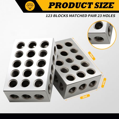23 Holes 1 2 3 Setup Blocks Matched Pair 0.0002" Squareness 1-2-3" Blocks 0.0002"