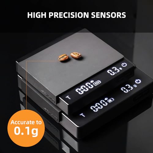 MHW-3BOMBER Mini Coffee Scale with Timer, 0.1g Precision Digital Espresso Scale, Rechargeable USB-C Coffee Scales for Pour Over & Espresso Brewing, Gravity Sensing, Black:ES6029B-OS 2.0 Mini