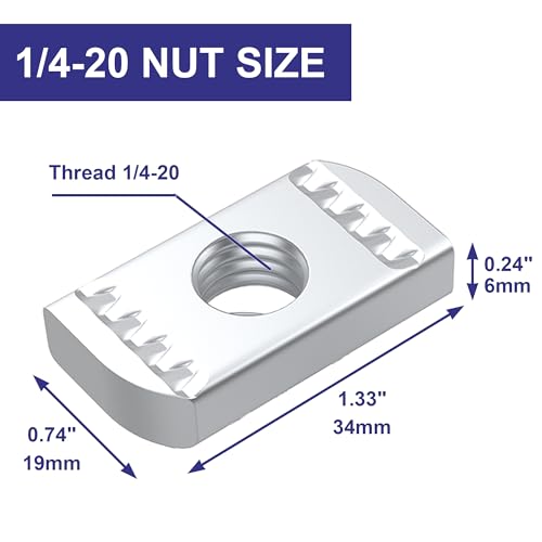 Jayseon 80 Pcs 1/4"-20 Strut Channel Cone Nuts,Carbon Steel Wing Strut Nuts for Strut Channel, Nylon Channel Squeeze Nut for Channel Struts, Dacromet Finish Excellent Rust