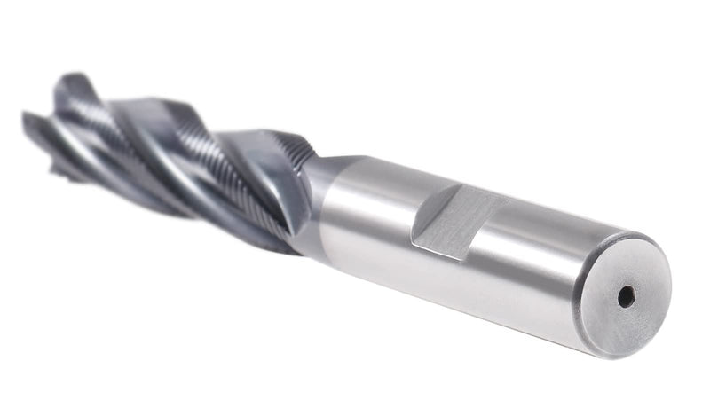 Accusize Industrial Tools 1/2'' Fine Tooth M42 8% Cobalt Tialn Roughing End Mill, 1/2'' Shk Dia, 2'' Flute Length, 4'' Oal, 4 Flute, 1104-0120 | Fine Tooth, M42 8% Cobalt, TiAlN Coated, 4" OAL, Single End, Center Cutting