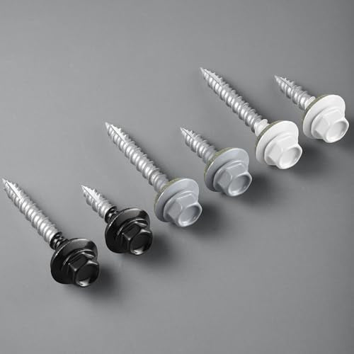 Metal Roofing Screws #10 × 1 1/2 Inch, 220pcs Black Ruspert Coating Hex Head Sheet Metal Roof Screws, Self Starting Metal to Wood Siding Screw, EDPM Rubber Washers #10 x 1-1/2" Sharp Point Black 3lb Box