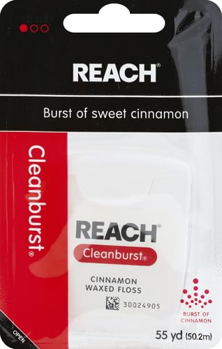 Reach Waxed Dental Floss, Cinnamon Flavored, 4 Pack | 55 Yards | Extra Wide | Shred Resistant | PFAS Free 4 Pack (55 yards)
