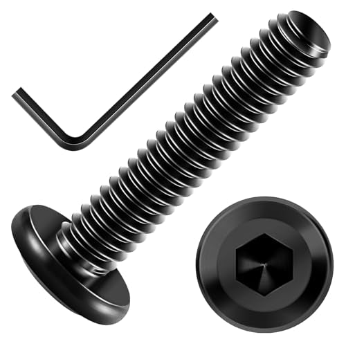 Mywish (20Sets) 1/4-20 Bolt x 1-1/4" Button Head Socket Cap Screws & 20Pcs 1/4 Bolts, 1/4-20 x 1-1/4" Flat Head Hex Socket Head Cap Screw Bolt, 1/4 Screws 304 Stainless Steel Black Oxide & Hex Spanner
