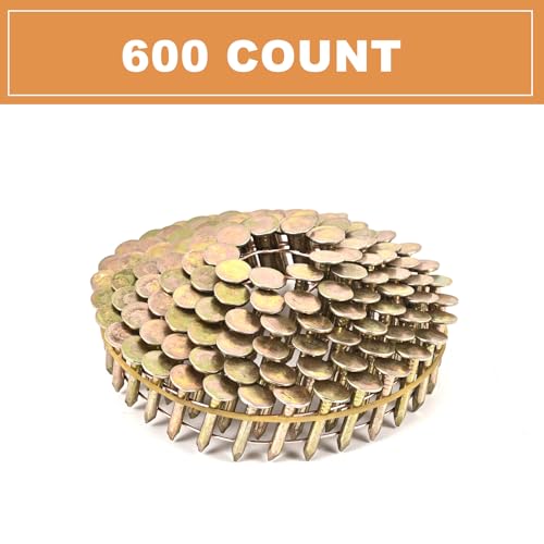 15 Degree Coil Roofing Nails 1"x .120" for Roofing Nail Gun 600 Pcs 1 inch