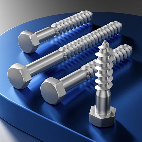 Wensilon Lag Screws Wood Screws (22PCS, 3/8"x3", Black) Hex Head Lag Bolts,(10x75) Heavy Duty Lag Screws,304 Stainless Steel Bolts 18-8 3/8"x3"