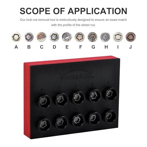 10PCS Security Master Locking Lock Wheel Nut Key Bolt Set Compatible for Toyota