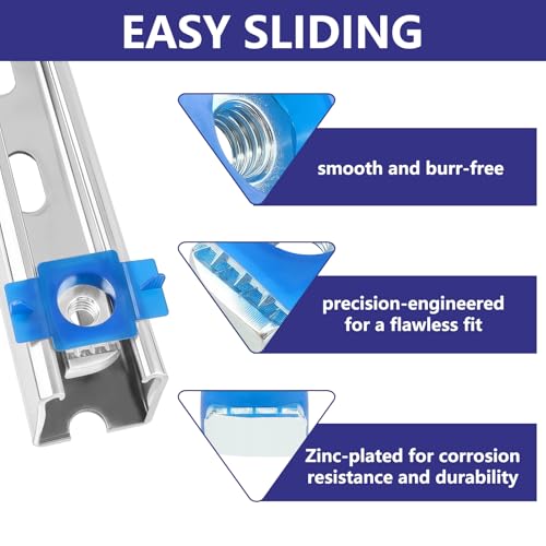 50PCS 3/8"-16 Strut Channel Cone Nuts, Galvanized Squeeze Nut with Twist Tab for Unistrut Channel, Solar Panel Mounting, Structural Support Systems 50