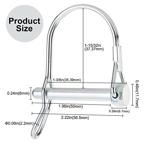 AuInn Trailer Coupler Pin, Wire Lock Pins, Shaft Locking Pin, Wire Locking Pin, Arch Shape Safety Coupler Pin with Long Ear for Trailer Farm (20 Pieces, 6mm x 50mm) 20 Pieces, 6mm x 50mm