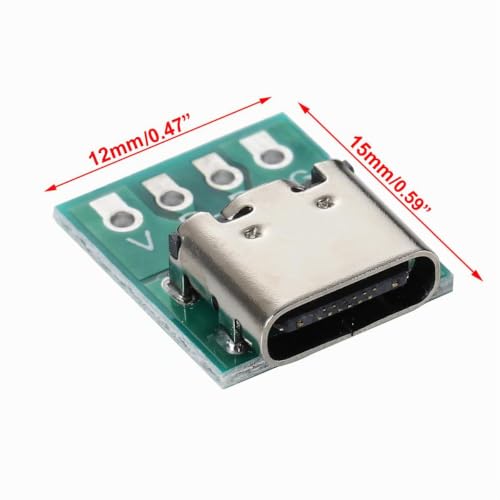 Greluma 6PCS 16 Pin Type-C Male to 2.54mm PCB Adapter USB C to DIP 4 Pin for Charging and Data Transfer USB C DIP-6