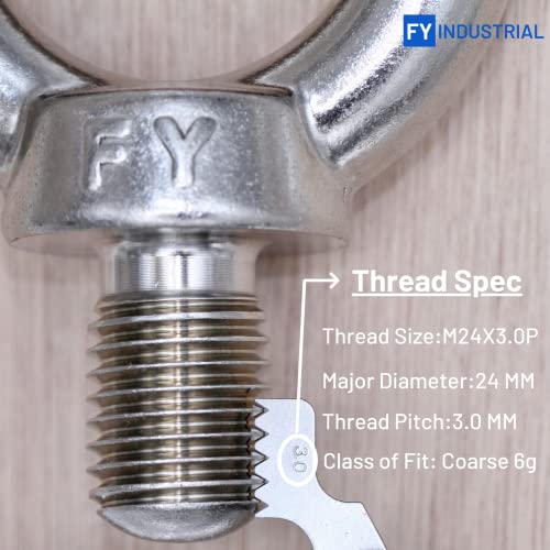 Stainless Steel Machinery Shoulder Lifting Eye Bolt (M24, 1 Item) M24 Silver