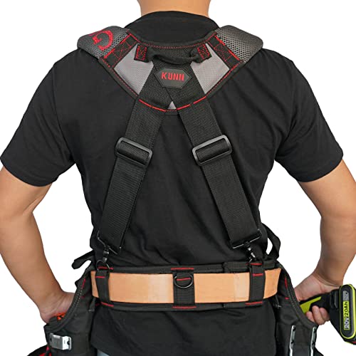 KUNN Gel Tool Belt Harness Padder & 4-Piece Leather Suspender Loops