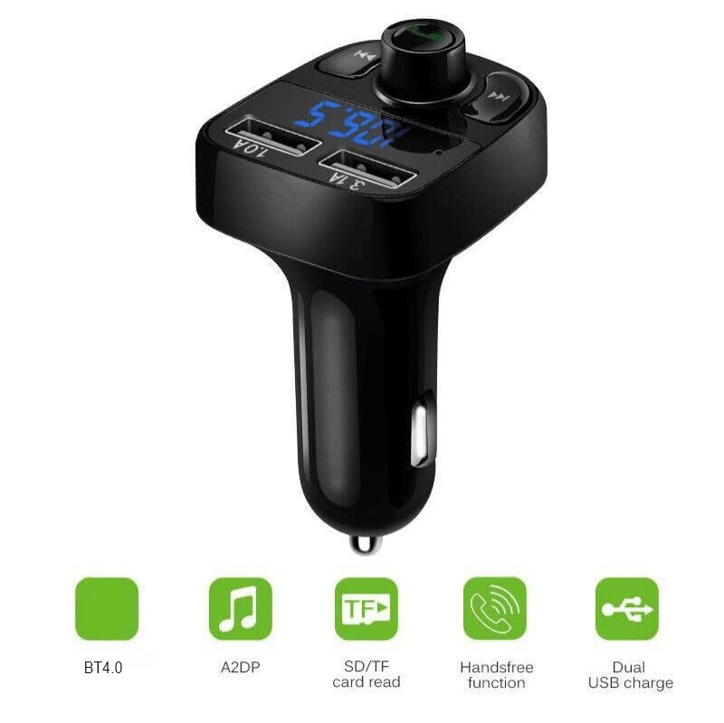 Handsfree Call Car Charger,Wireless Bluetooth FM Transmitter Radio Receiver,Mp3 Audio Music Stereo Adapter,Dual USB Port Charger Compatible for All Smartphones.