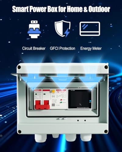 Power Meter & Breaker Box with GFCI, 110V 63A Electricity Usage Monitor
