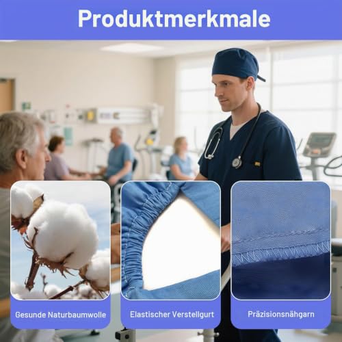 Surgical Hood Set for Men and Women - Doctor Costume Accessories, Suitable for Medical Work, Costume Games & Clean Environments, Surgeon Hood Accessories) (Blue)