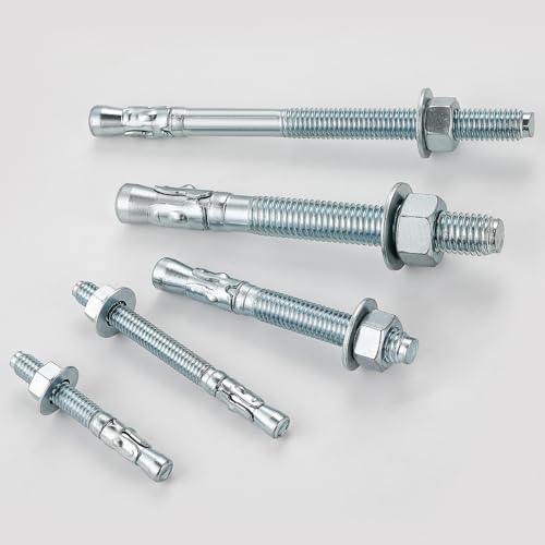 Wensilon 1/2x7" 10Pcs Inch Standard Fasteners for Heavy-Duty Zinc Wedge Anchors for Cement and Concrete 1/2x7" 10