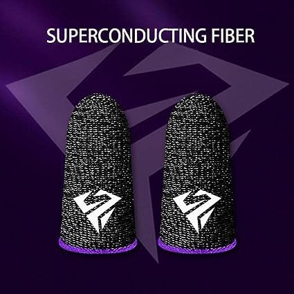 1 Pair Purple Mobile Phone Games Gaming Finger Sleeve Breathable Fingertips Finger Cover Sweatproof Anti-Slip Fingertip Cover for Mobile Game Cell Phone Gaming Finger Sleeves