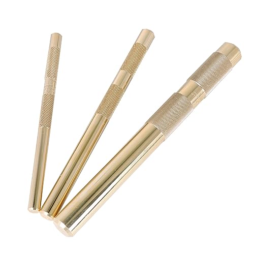 3PCS Brass Knurled Drift Punch Kit Brass Roll Pin Punch Chisel Punches Set for 3/4Inch 1/2Inch 3/8Inch 61360