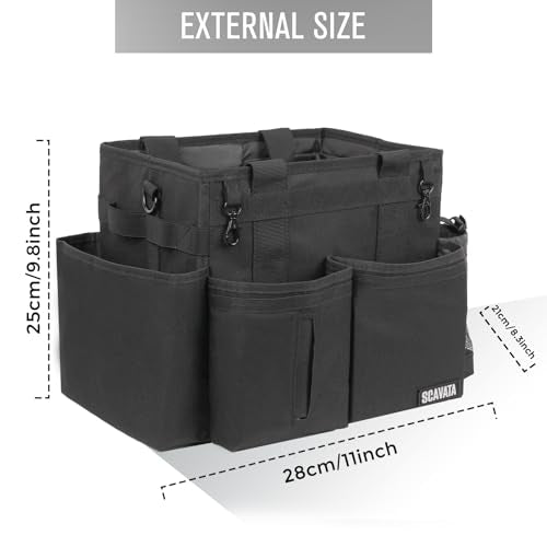 SCAVATA Compact Wearable Cleaning Caddy with Handle & Shoulder Straps Black