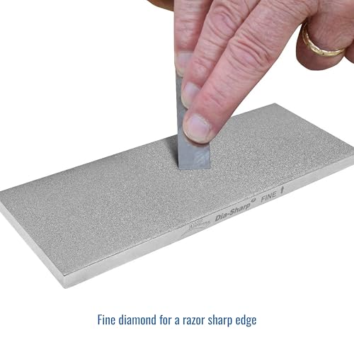 DMT D8F Dia-Sharp Bench Stone - Diamond Knife Sharpener for the Workshop, Jobsite or Kitchen - Fine - Flat Diamond Sharpening - Non-Slip Knife Sharpener- Made in the USA - 8 x 3 x 0.38 Inches