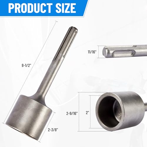 SDS Max Shank T-Post Driver, 2" Diameter Head for SDS-Max Rotary Hammers 2 Inch