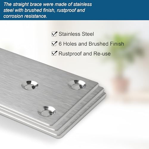 20 Pack Flat Straight Brace Bracket, 4 x 2 inch Silver Steel Stainless Mending Plate with Screws, Flat Metal Brackets for Wood Furniture Shelves Repair