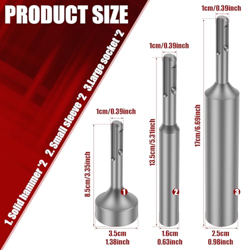 6PACK SDS Plus Ground Rod Driver Set for 3/4", 5/8" & 3/8" Ground Rods 6pcs for 3/4" & 5/8" & 3/8" ground rod