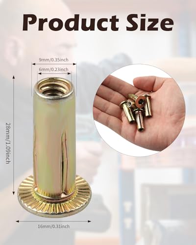 200 Pack 1/4"-20 Multi-Grip Rivet Nut, Zinc-Plated Steel Rivet Nuts 0.25-20 200