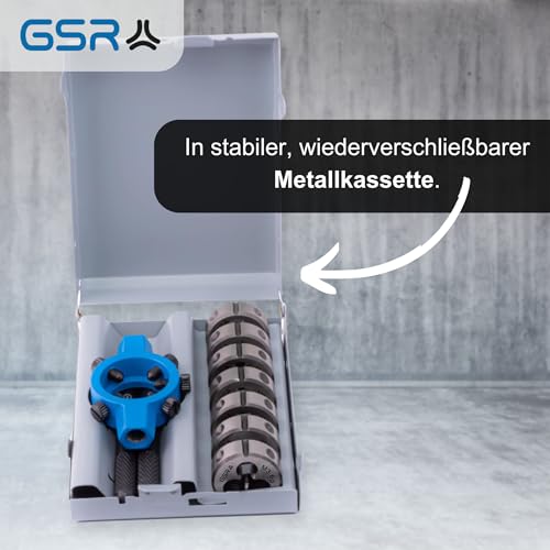 GSR Professional die set, 8 pieces, M3-M12, HSS-G thread cutter for external thread, diameter 25 x 9 mm, with die holder, in metal case, for steel, metal, craft and industry