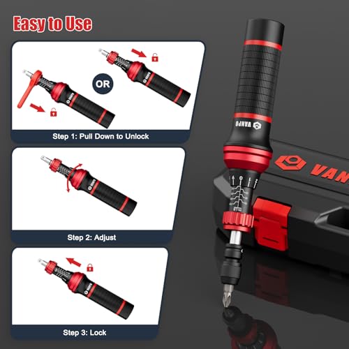 VANPO Torque Screwdriver, 10-70 In-lb, 24 Piece, Click Style for Gunsmith 10-70 inlb