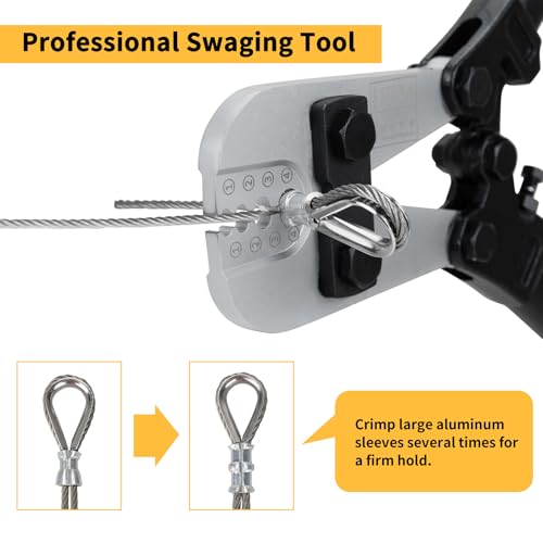 Wire Rope Crimping Tool 1/8'', Steel Crimper & 50pcs Alum. Sleeves 1pcs Crimper+50pcs Sleeves