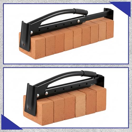 Adjustable Heavy Duty Brick Tongs Set Between Carry 6 to 10 Bricks Heavy Duty Block Tongs with Rubber Pad Handle and Gloves for Bricks Lifting Carrying (Black) Black