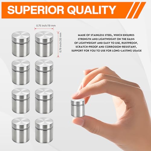 50 Pack 3/4" x 3/4" Stainless Steel Standoff Screws for Acrylic Signs, Silver 3/4" x 3/4" , 50 Pcs