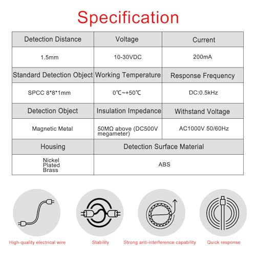 Heschen PR08-1.5DO Inductive Proximity Sensor Cylindrical Type DC 12-24V 2-Wire NO (Normal Open) CE