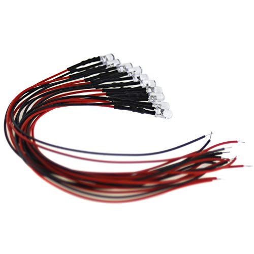 10 x 5 mm LED, 5 V, red, with 20 cm connection cable and integrated series resistor 10 x 5mm