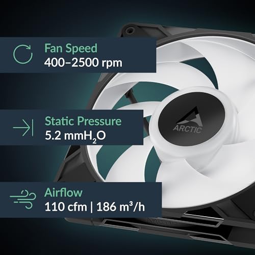 ARCTIC P14 Pro A-RGB (Black) - Powerful 140 mm Premium PC Fan | PWM Case Fan, Y Cable Splitter, Case Fan, 400-2500rpm, 0rpm <5%PWM, 5V Digital RGB, Hydrodynamic Plain Bearing, 4-Pin