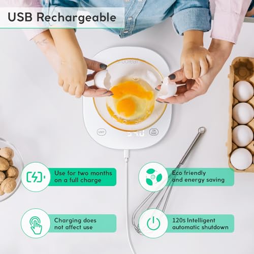 arboleaf Rechargeable Smart Kitchen Scale, Digital Food Scale with APP White