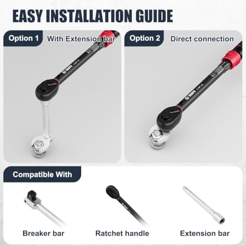 VANPO Crowfoot Wrench Set, 3/8" Drive for HVAC with 5-45Ft Torque Wrench Red