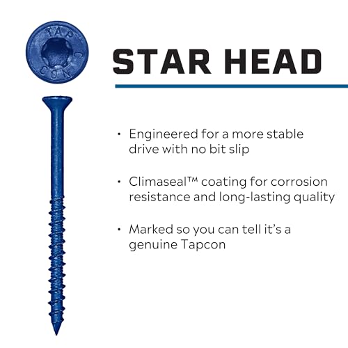 Tapcon 3/16 x 2-1/4" Star Head Blue Climaseal™ Concrete Screws, 225 PCS 3/16" x 2-1/4" 225.0