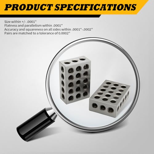 23 Holes 1 2 3 Setup Blocks Matched Pair 0.0002" Squareness 1-2-3" Blocks 0.0002"