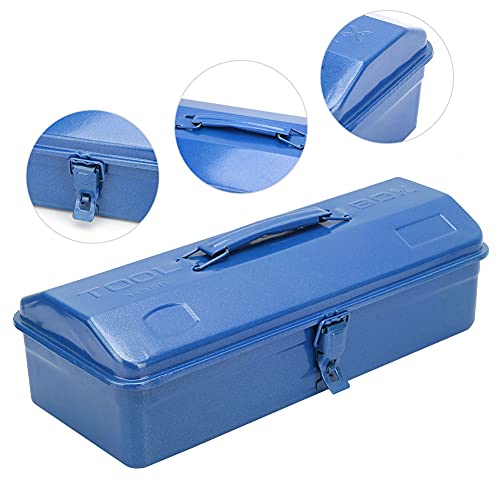 Thickened Metal Tool Box, Portable Empty Toolbox with Handle, Self Locking Buckle, Multifunction Heavy Duty Trunk Tool Storage Organizer for Home, Garage, Workshop (37 * 16 * 11 (350)) common
